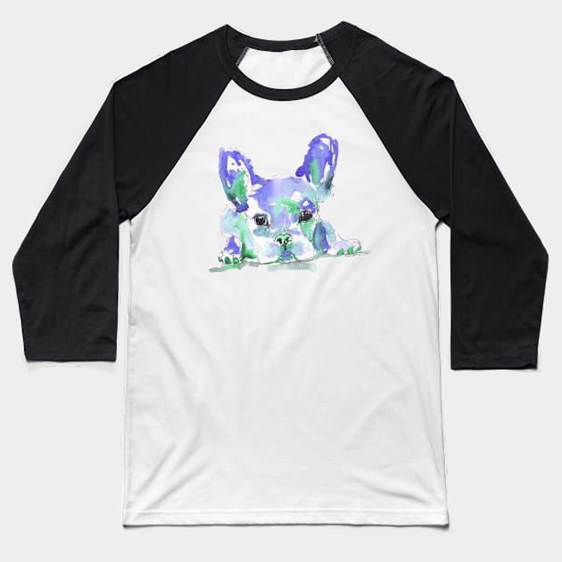 French bulldog Baseball T-Shirt by NikkiMokshaDesigns